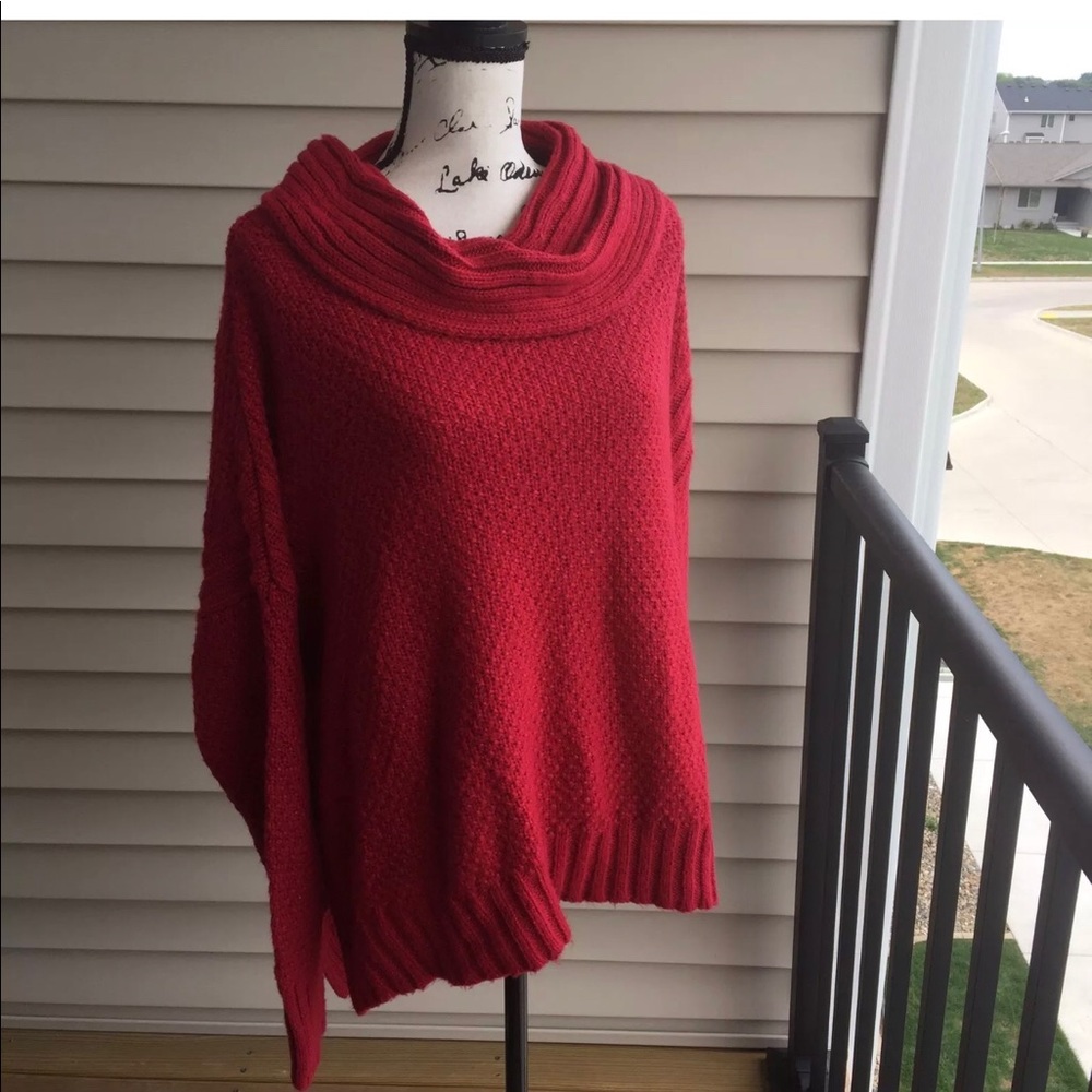 Jennifer Lopez Red Cowl Neck Sweater Size XL